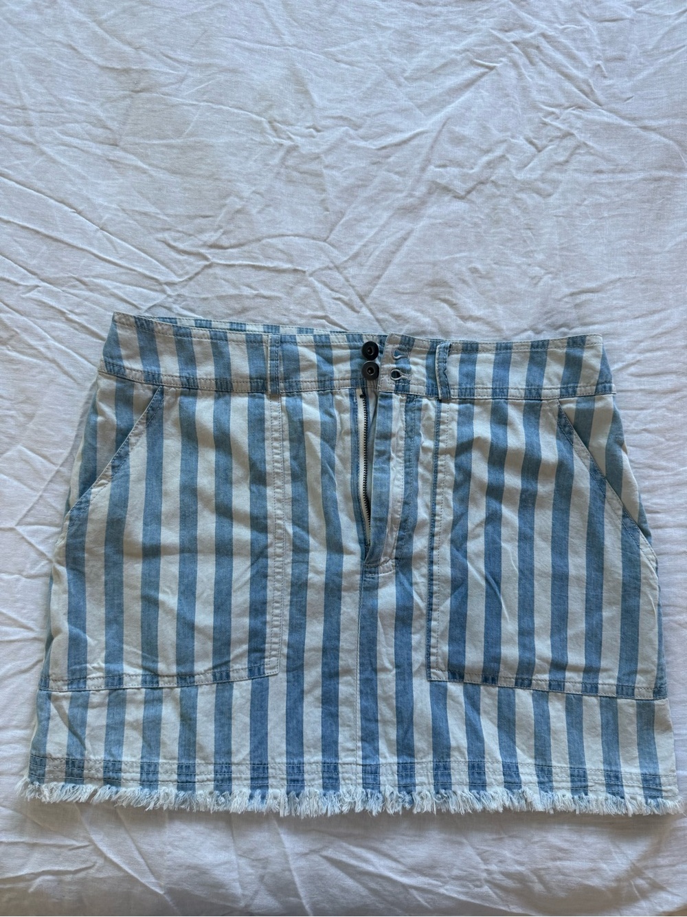 BB Dakota Blue and White Striped Denim Mini Skirt